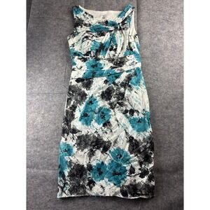 Suzi Chin for Maggy Boutique Floral Shift Twist Neck Dress Sz 6 Abstract Career